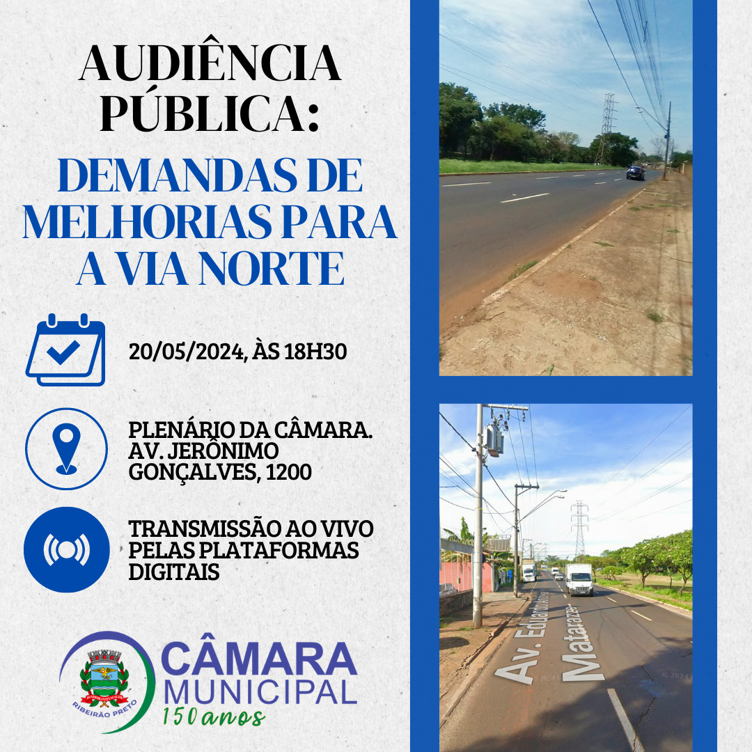 Arte de apresentação e divulgação da audiência sobre a Via Norte