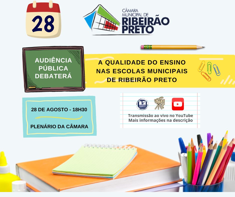 Câmara debaterá a qualidade do ensino nas escolas municipais 